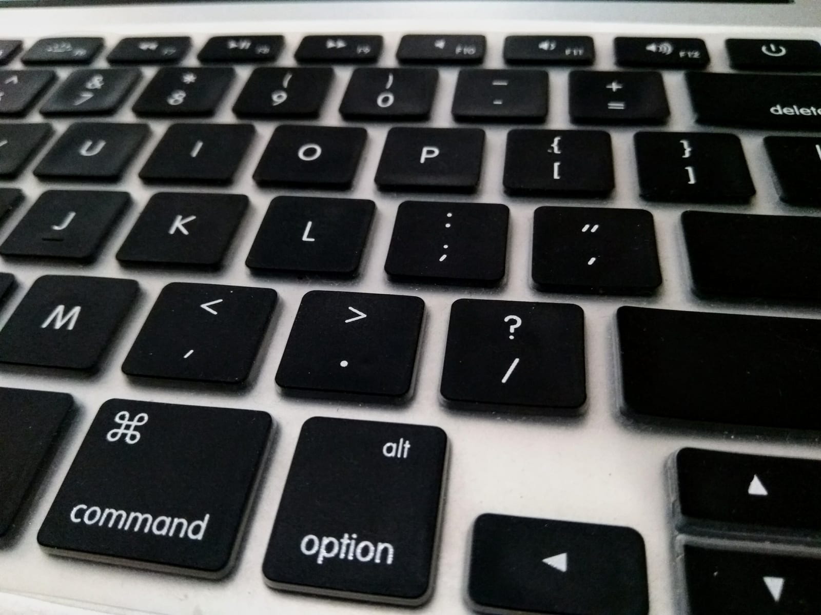 Close-up of a Mac keyboard showing the command and option keys and the number row - the keys this guide binds to app launching.